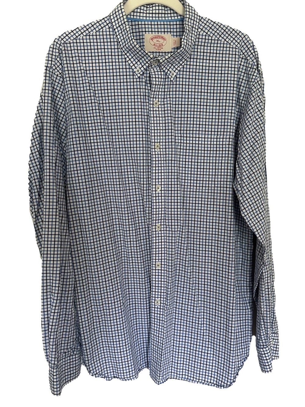 Brooks Brothers Blue Checked Button-Down Shirt XL Slim Fit